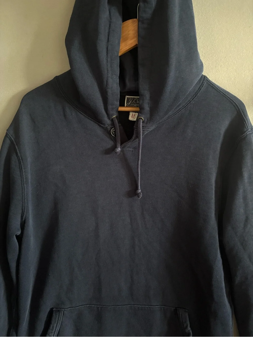 J.Crew Vintage Fleece Hoodie Sweatshirt Pullover Navy Size Medium